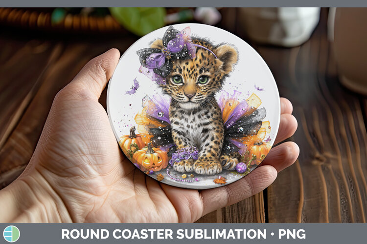 GorgeousWild Cats Halloween Round Coaster design.