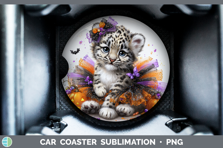 Wild Cats Halloween Leopard Snow Car Coaster Sublimation De