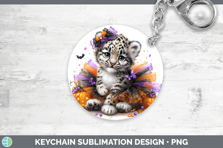 Wild Cats Halloween Leopard Snow Keychain Sublimation Keyrin