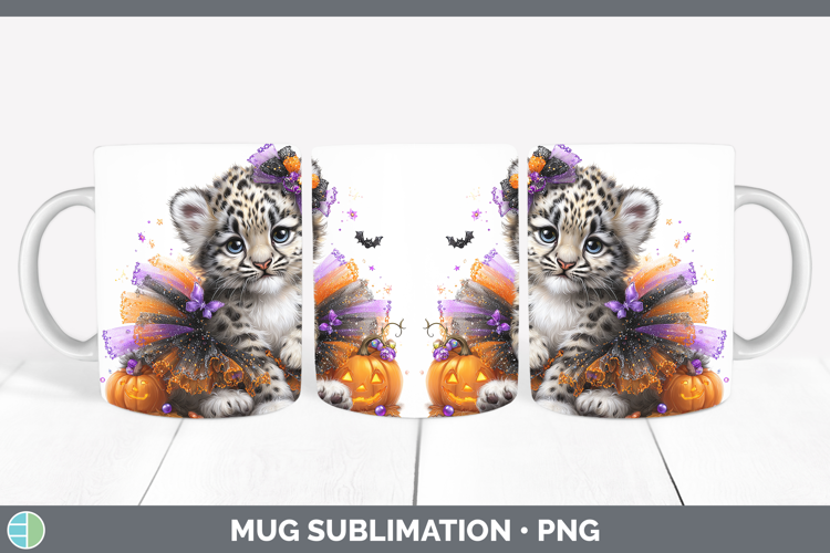 Wild Cats Halloween Leopard Snow Mug Wrap Sublimation Coffee