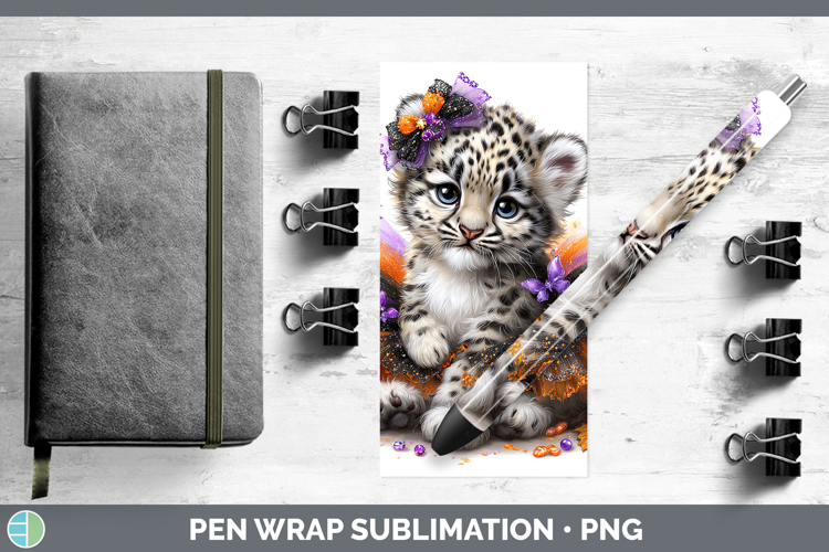 Wild Cats Halloween Leopard Snow Pen Wrap Sublimation Pen De