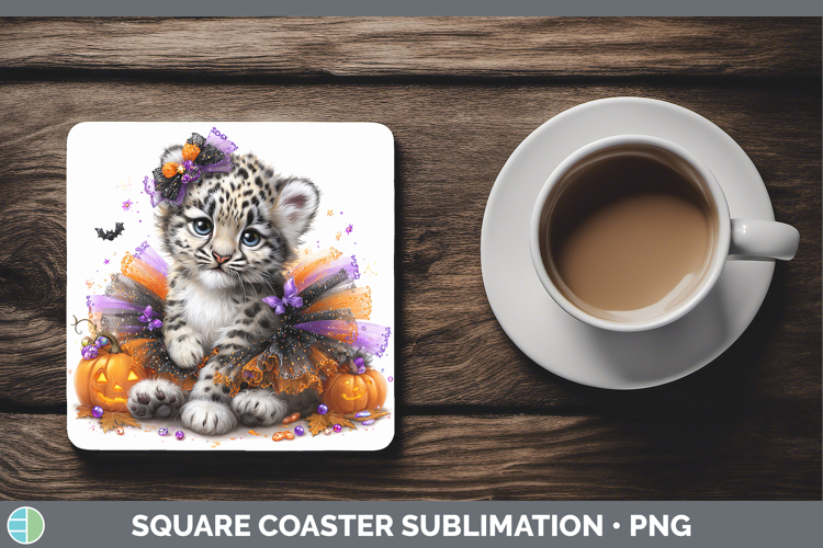 Wild Cats Halloween Leopard Snow Square Coaster Sublimation