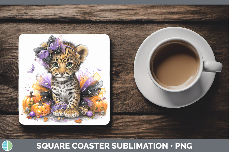 Wild Cats Halloween Leopard Square Coaster Sublimation Coast