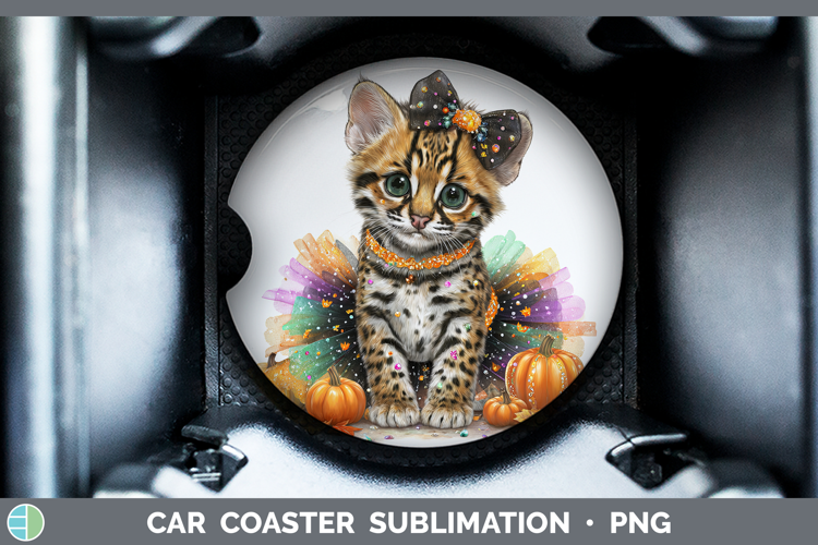 Wild Cats Halloween Margay Cat Car Coaster Sublimation Desi