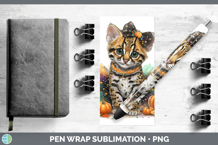 Wild Cats Halloween Margay Cat Pen Wrap Sublimation Pen Desi