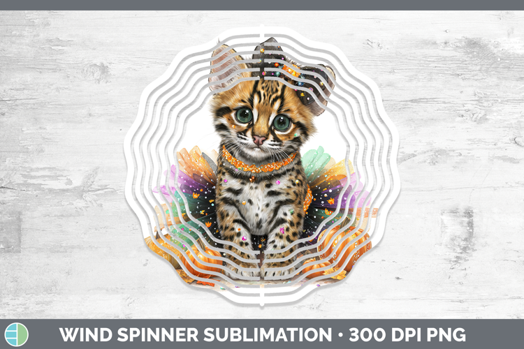 Wild Cats Halloween Margay Cat Wind Spinner Sublimation Spin