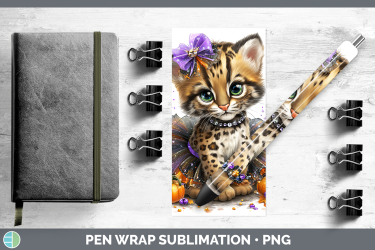 Wild Cats Halloween Ocelot Pen Wrap Sublimation Pen Designs