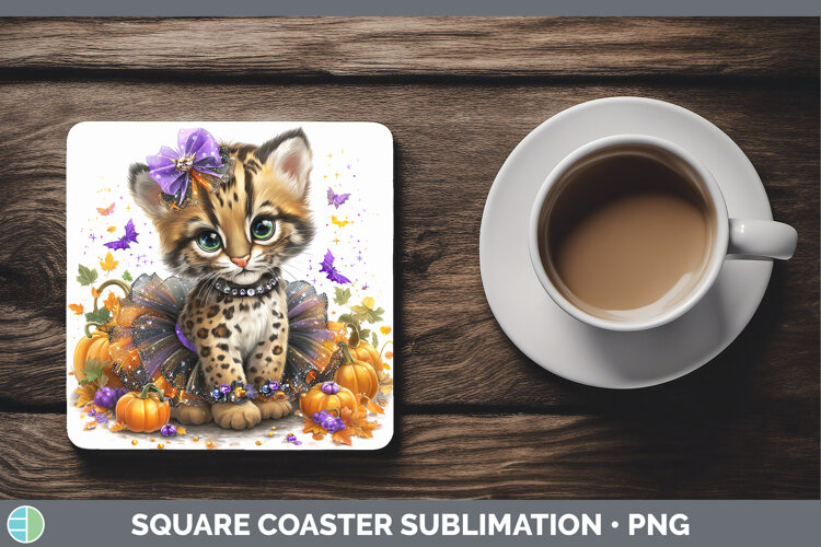 GorgeousWild Cats Halloween Square Coaster design.
