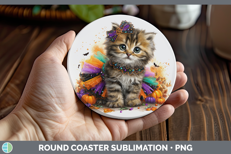Wild Cats Halloween Pallas Cat Round Coaster Sublimation Coa