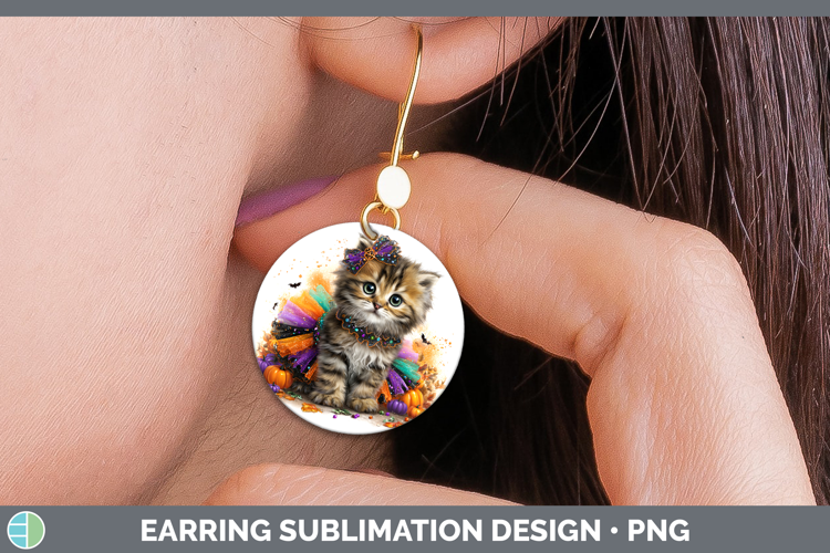Wild Cats Halloween Pallas Cat Round Earrings Sublimation Ea