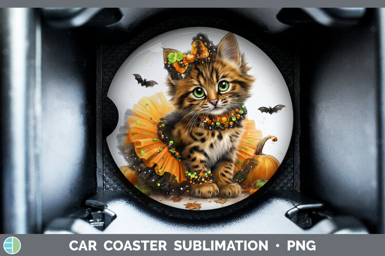 GorgeousWild Cats Halloween Car Coaster design.