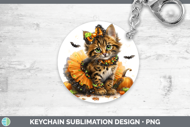Wild Cats Halloween Pampas Cat Keychain Sublimation Keyring