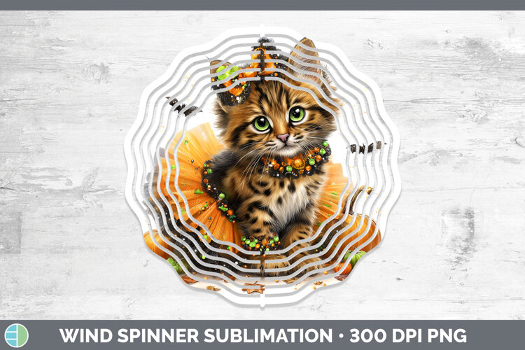 GorgeousWild Cats Halloween Wind Spinner design.