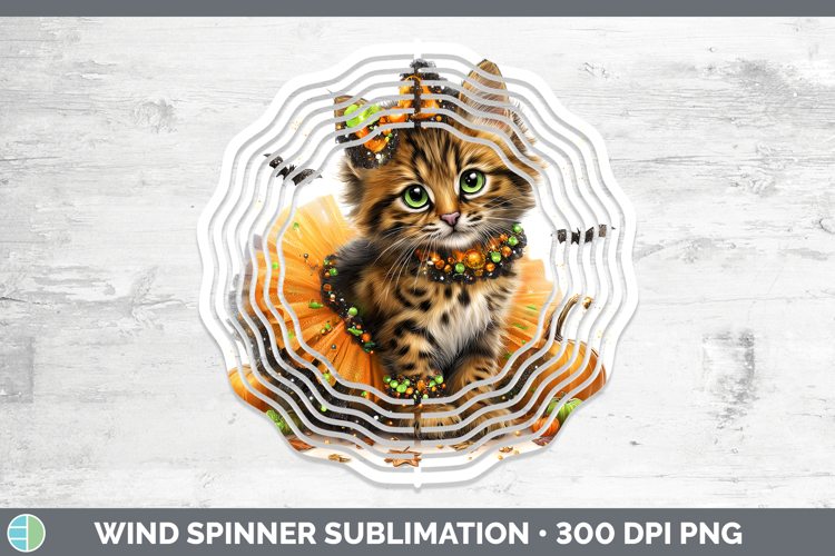 Wild Cats Halloween Pampas Cat Wind Spinner Sublimation Spin