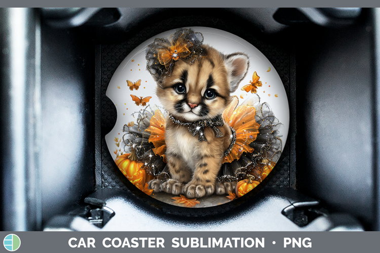 Wild Cats Halloween Puma Concolor Car Coaster Sublimation D