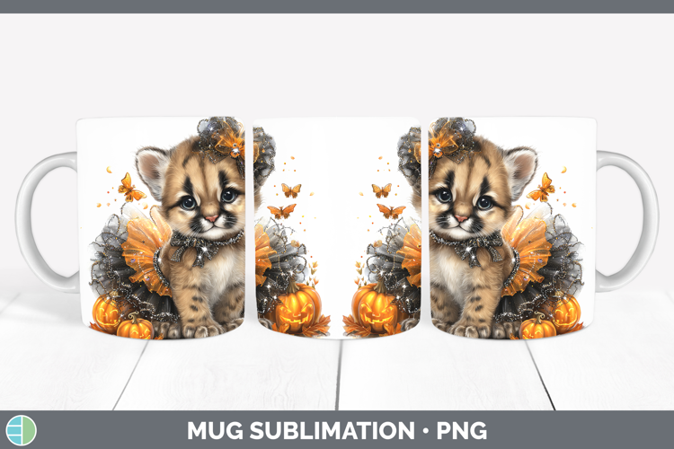 Wild Cats Halloween Puma Concolor Mug Wrap Sublimation Coffe