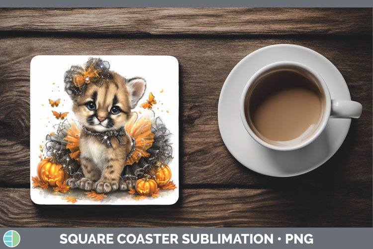 Wild Cats Halloween Puma Concolor Square Coaster Sublimation