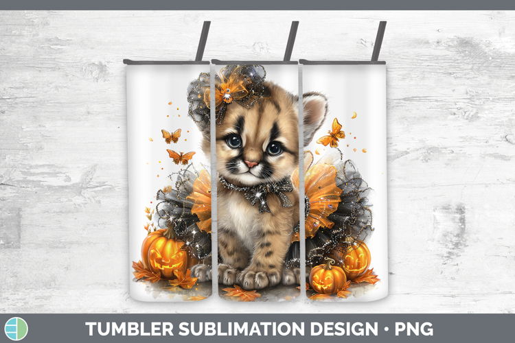 Wild Cats Halloween Puma Concolor Tumbler Sublimation 20 oz