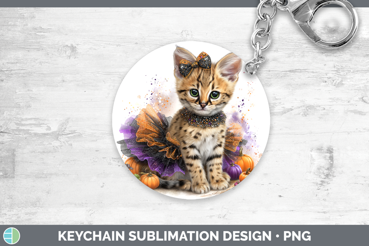 Wild Cats Halloween Serval Keychain Sublimation Keyring Desi