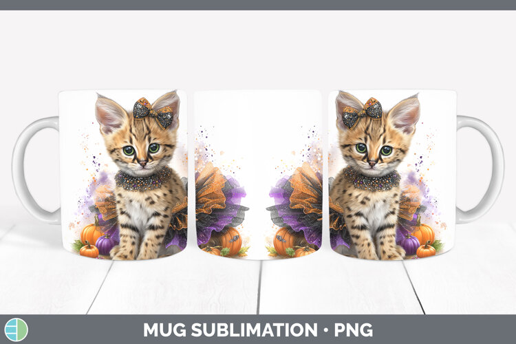 GorgeousWild Cats Halloween Mug Wrap design.