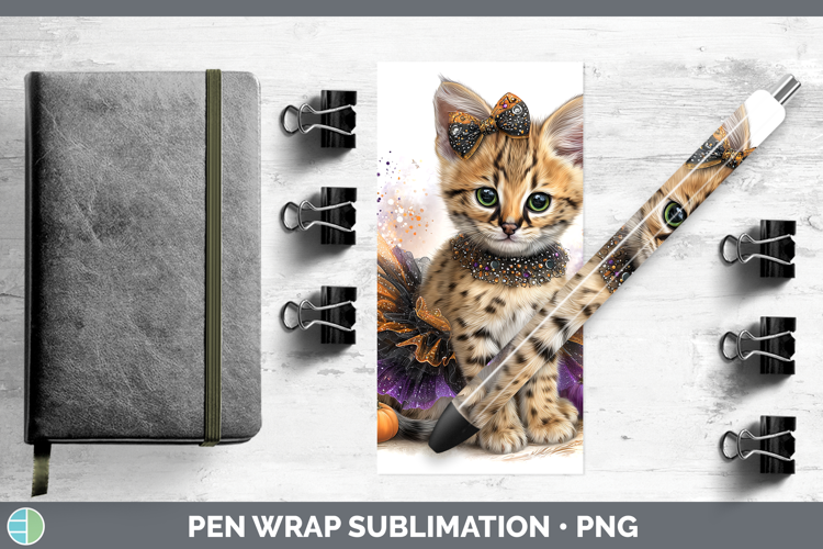 Wild Cats Halloween Serval Pen Wrap Sublimation Pen Designs