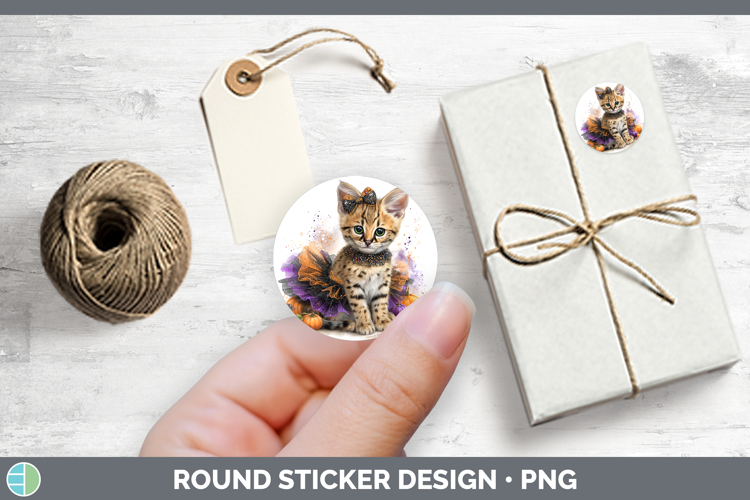 Wild Cats Halloween Serval Stickers | Round Labels Designs