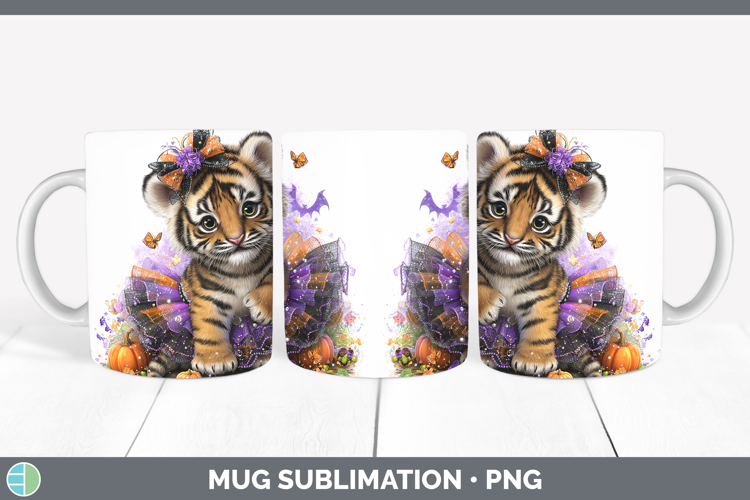 Wild Cats Halloween Tiger Mug Wrap Sublimation Coffee Cup De