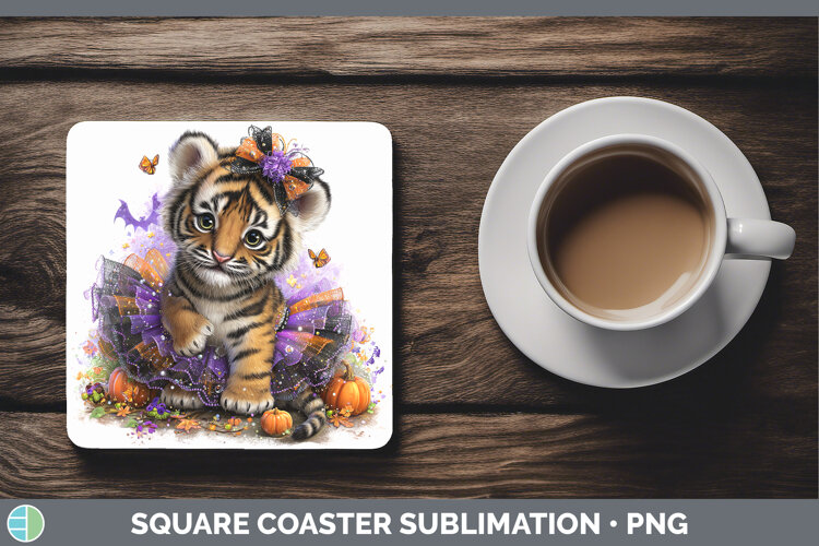 GorgeousWild Cats Halloween Square Coaster design.