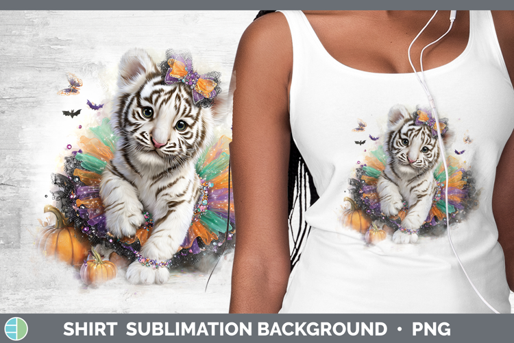 Wild Cats Halloween White Tiger Shirt Sublimation Background