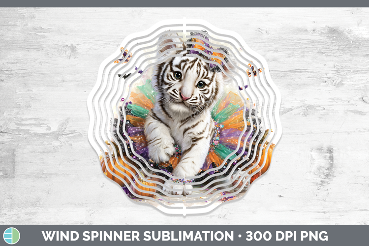 Wild Cats Halloween White Tiger Wind Spinner Sublimation Spi