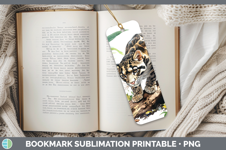 Wild Cats Leopard Clouded Bookmark Sublimation Printable Des