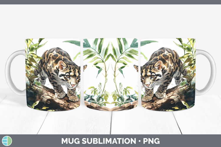 Wild Cats Leopard Clouded Mug Wrap Sublimation Coffee Cup De