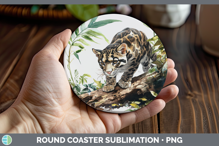 Wild Cats Leopard Clouded Round Coaster Sublimation Coaster
