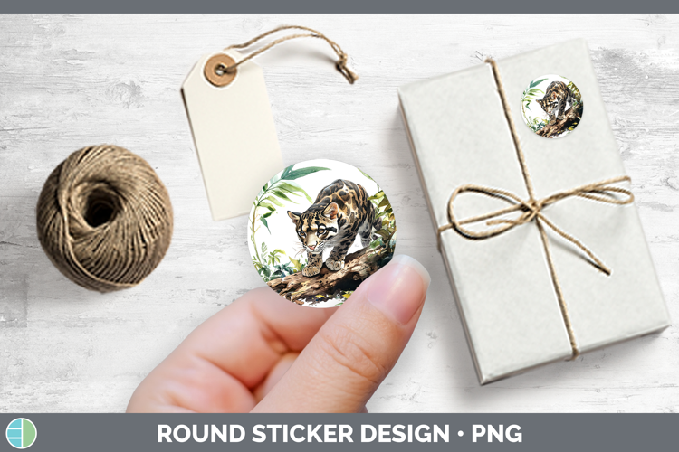 Wild Cats Leopard Clouded Stickers | Round Labels Designs