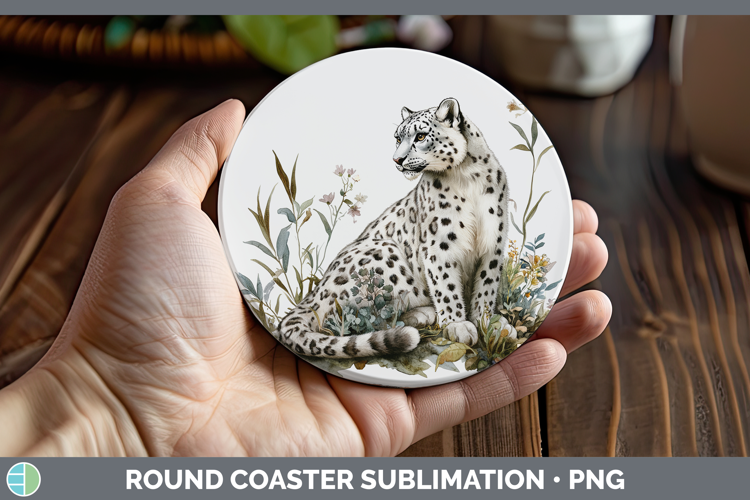 Wild Cats Leopard Snow Round Coaster Sublimation Coaster Des