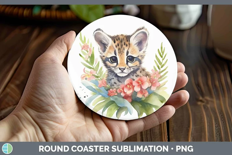 Wild Cats Margay Cat Round Coaster Sublimation Coaster Desig