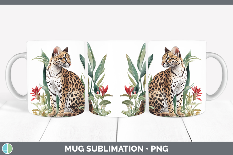 Wild Cats Margay Mug Wrap Sublimation Coffee Cup Designs