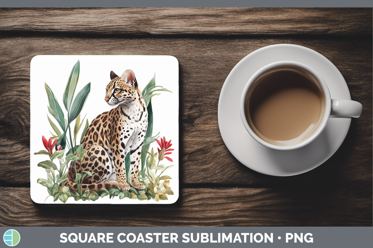 Wild Cats Margay Square Coaster Sublimation Coaster Designs