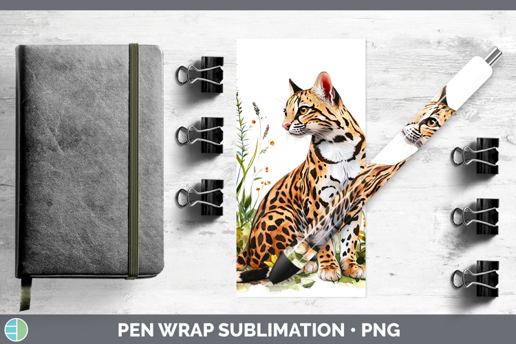 Wild Cats Ocelot Pen Wrap Sublimation Pen Designs