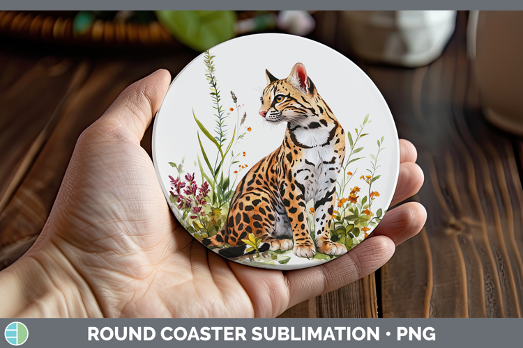 Wild Cats Ocelot Round Coaster Sublimation Coaster Designs