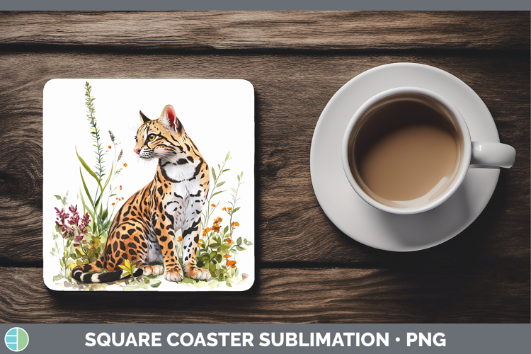 Wild Cats Ocelot Square Coaster Sublimation Coaster Designs