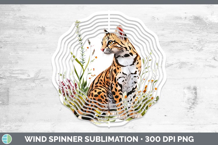 Wild Cats Ocelot Wind Spinner Sublimation Spinner Designs