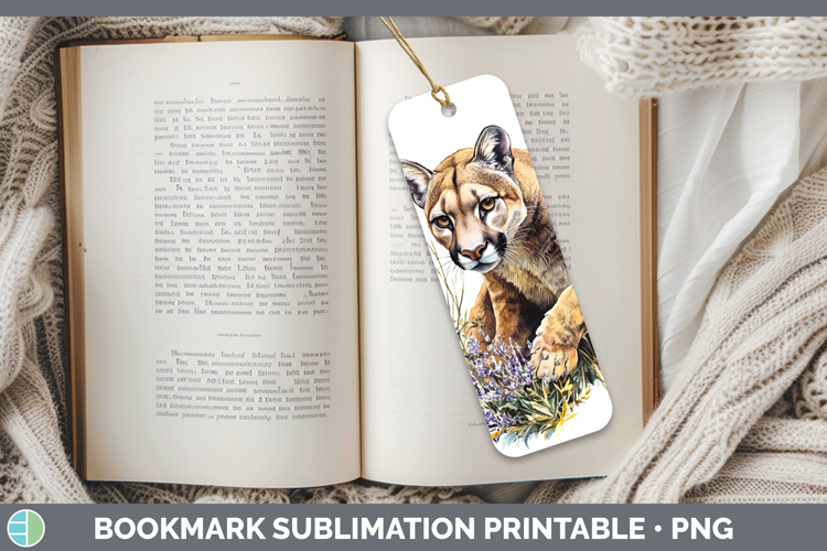 Wild Cats Puma Concolor Bookmark Sublimation Printable Desig
