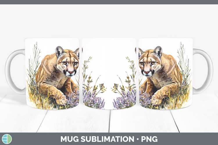 Wild Cats Puma Concolor Mug Wrap Sublimation Coffee Cup Desi
