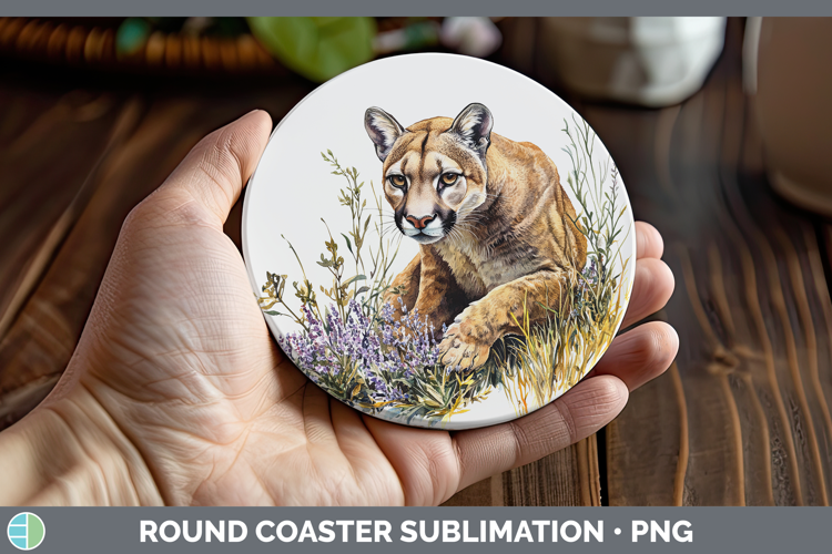 Wild Cats Puma Concolor Round Coaster Sublimation Coaster De
