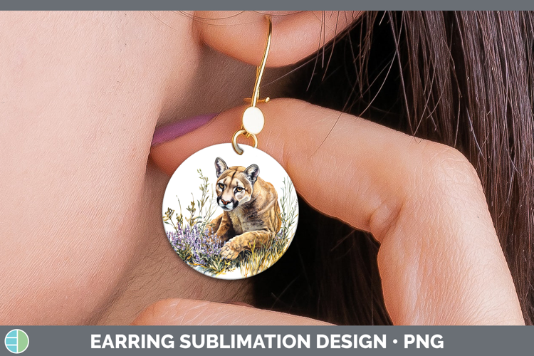 Wild Cats Puma Concolor Round Earrings Sublimation Earrings