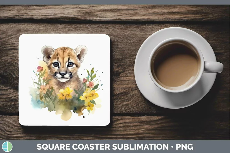 Wild Cats Puma Concolor Square Coaster Sublimation Coaster D