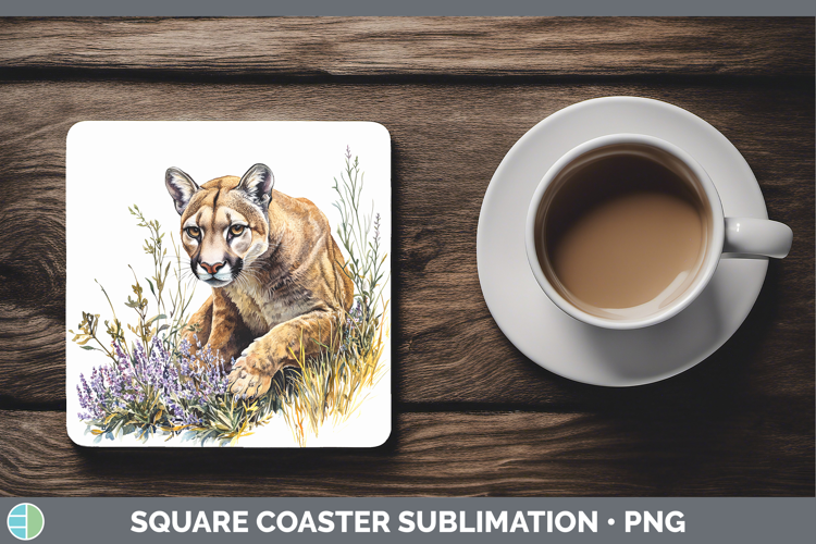 Wild Cats Puma Concolor Square Coaster Sublimation Coaster D