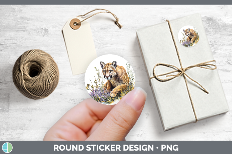 Wild Cats Puma Concolor Stickers | Round Labels Designs