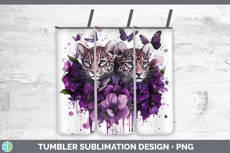 Wild Cats Purple Drips Jaguar Tumbler Sublimation 20 oz Skin